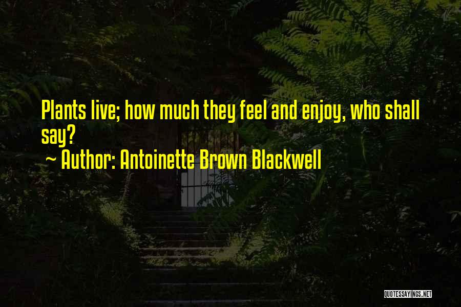 Antoinette Brown Blackwell Quotes: Plants Live; How Much They Feel And Enjoy, Who Shall Say?
