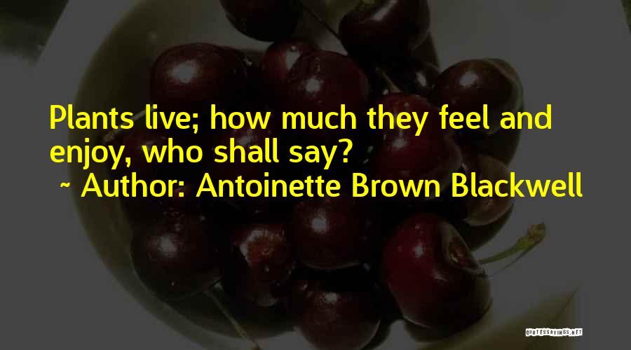 Antoinette Brown Blackwell Quotes: Plants Live; How Much They Feel And Enjoy, Who Shall Say?