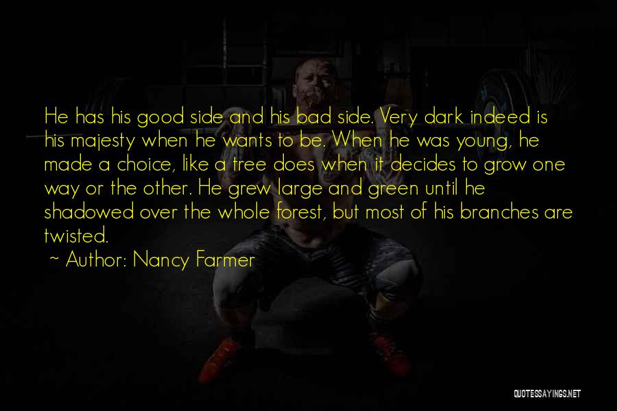 Nancy Farmer Quotes: He Has His Good Side And His Bad Side. Very Dark Indeed Is His Majesty When He Wants To Be.