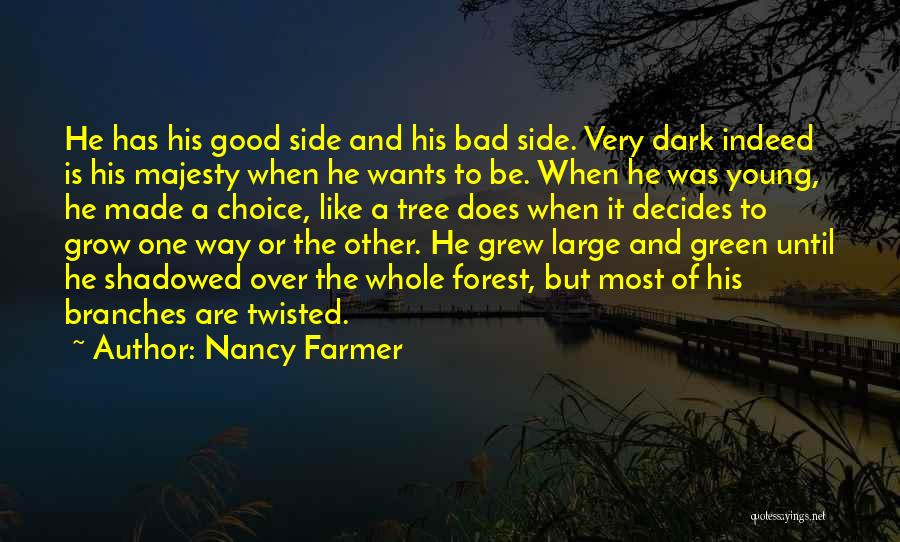 Nancy Farmer Quotes: He Has His Good Side And His Bad Side. Very Dark Indeed Is His Majesty When He Wants To Be.