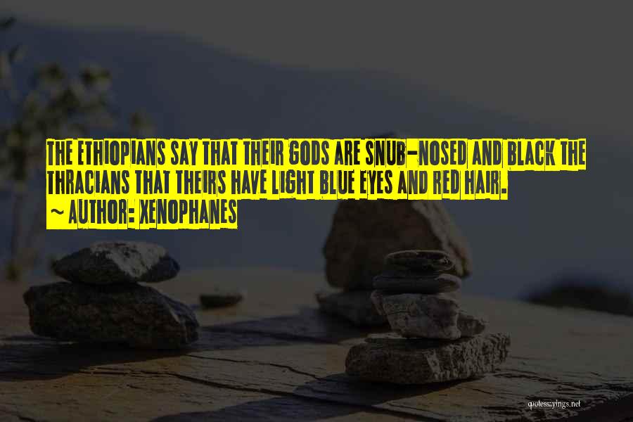 Xenophanes Quotes: The Ethiopians Say That Their Gods Are Snub-nosed And Black The Thracians That Theirs Have Light Blue Eyes And Red