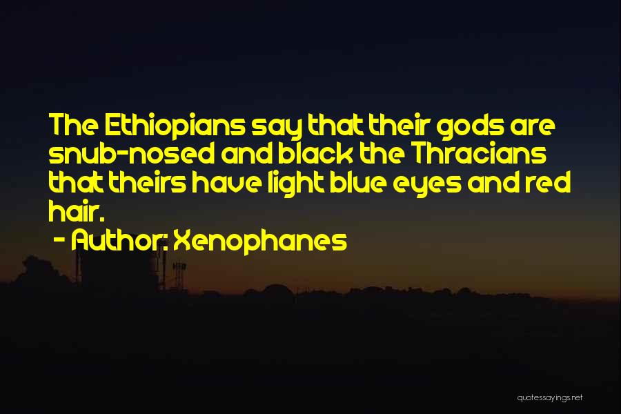 Xenophanes Quotes: The Ethiopians Say That Their Gods Are Snub-nosed And Black The Thracians That Theirs Have Light Blue Eyes And Red