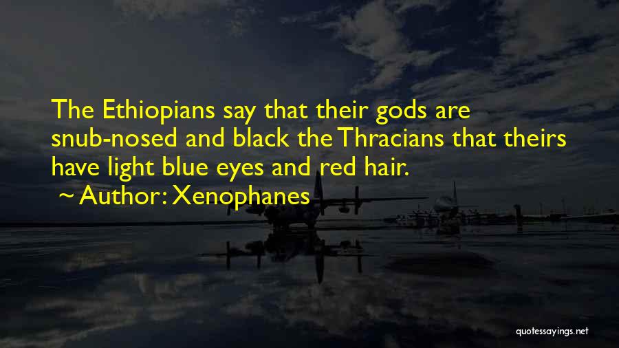 Xenophanes Quotes: The Ethiopians Say That Their Gods Are Snub-nosed And Black The Thracians That Theirs Have Light Blue Eyes And Red