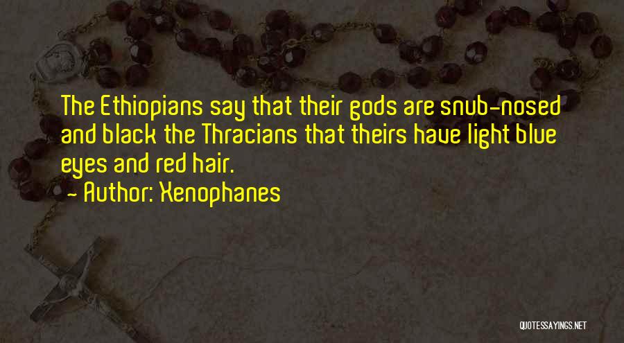 Xenophanes Quotes: The Ethiopians Say That Their Gods Are Snub-nosed And Black The Thracians That Theirs Have Light Blue Eyes And Red