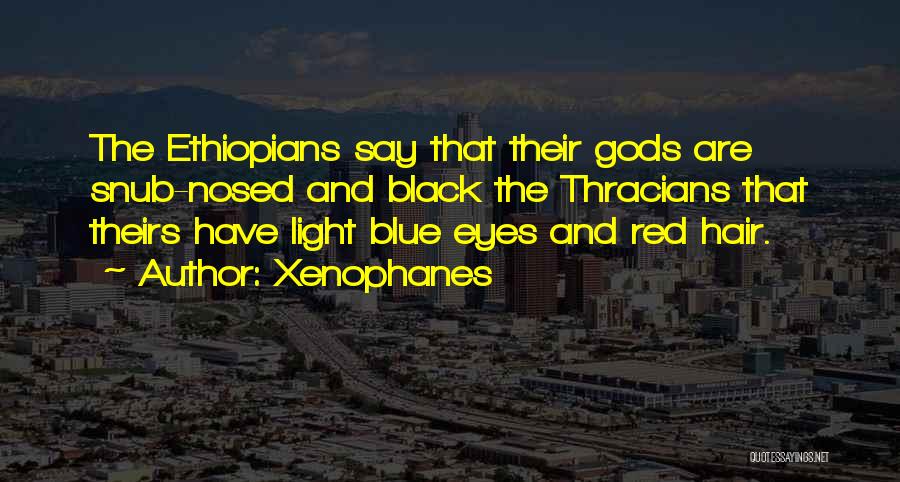 Xenophanes Quotes: The Ethiopians Say That Their Gods Are Snub-nosed And Black The Thracians That Theirs Have Light Blue Eyes And Red