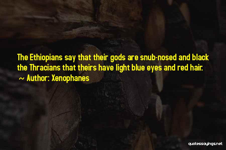 Xenophanes Quotes: The Ethiopians Say That Their Gods Are Snub-nosed And Black The Thracians That Theirs Have Light Blue Eyes And Red