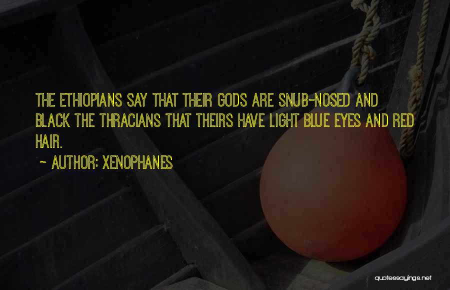 Xenophanes Quotes: The Ethiopians Say That Their Gods Are Snub-nosed And Black The Thracians That Theirs Have Light Blue Eyes And Red