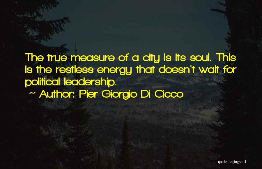 Pier Giorgio Di Cicco Quotes: The True Measure Of A City Is Its Soul. This Is The Restless Energy That Doesn't Wait For Political Leadership.