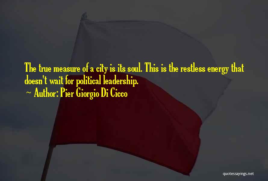 Pier Giorgio Di Cicco Quotes: The True Measure Of A City Is Its Soul. This Is The Restless Energy That Doesn't Wait For Political Leadership.