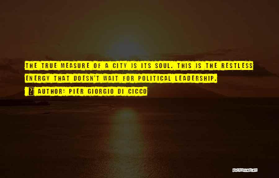 Pier Giorgio Di Cicco Quotes: The True Measure Of A City Is Its Soul. This Is The Restless Energy That Doesn't Wait For Political Leadership.