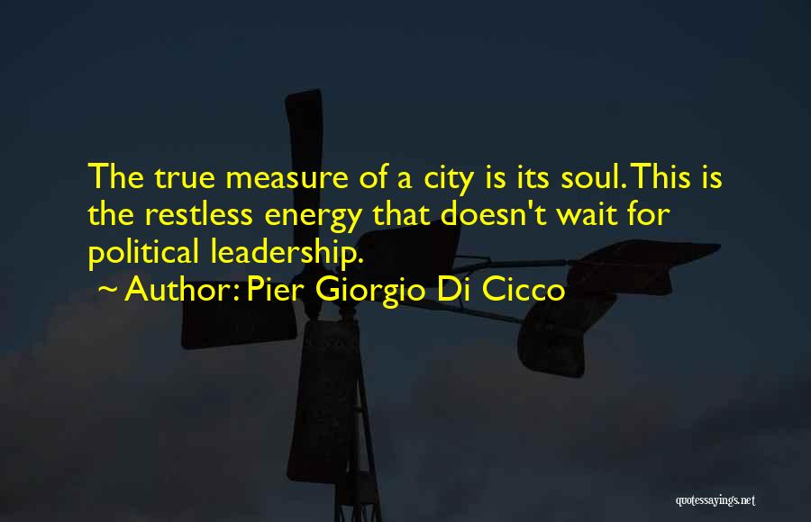 Pier Giorgio Di Cicco Quotes: The True Measure Of A City Is Its Soul. This Is The Restless Energy That Doesn't Wait For Political Leadership.