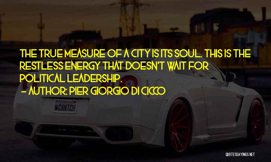 Pier Giorgio Di Cicco Quotes: The True Measure Of A City Is Its Soul. This Is The Restless Energy That Doesn't Wait For Political Leadership.