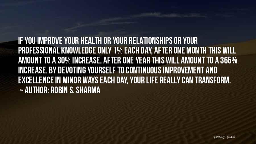 Robin S. Sharma Quotes: If You Improve Your Health Or Your Relationships Or Your Professional Knowledge Only 1% Each Day, After One Month This