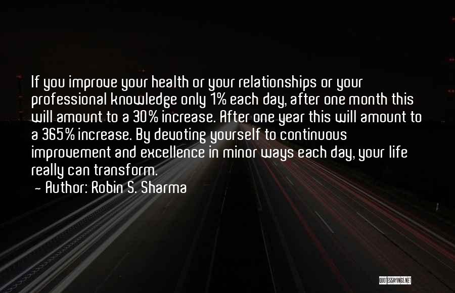 Robin S. Sharma Quotes: If You Improve Your Health Or Your Relationships Or Your Professional Knowledge Only 1% Each Day, After One Month This