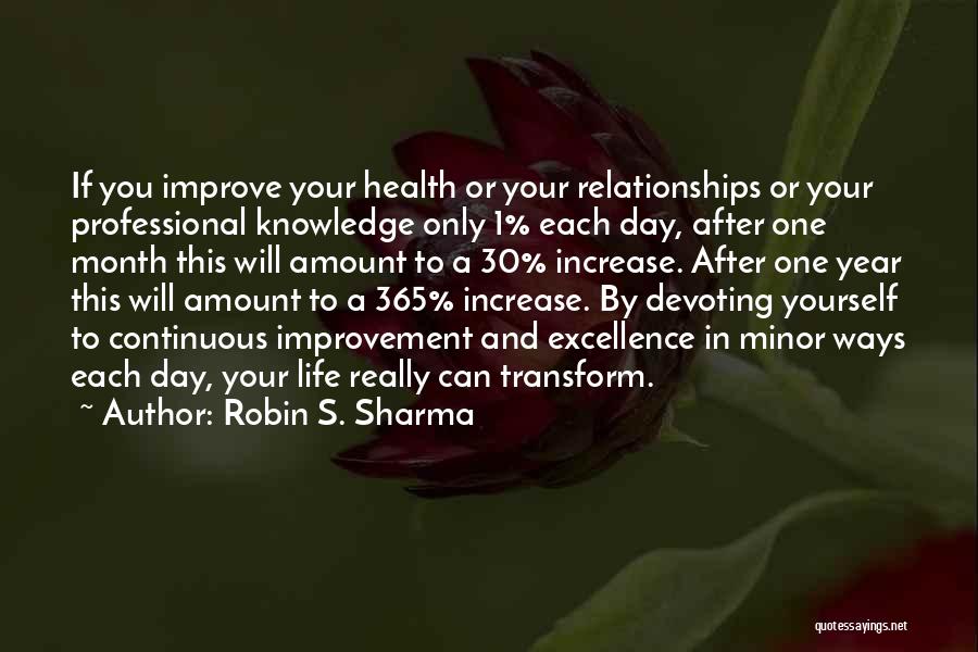 Robin S. Sharma Quotes: If You Improve Your Health Or Your Relationships Or Your Professional Knowledge Only 1% Each Day, After One Month This