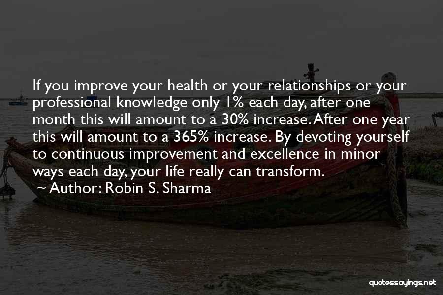 Robin S. Sharma Quotes: If You Improve Your Health Or Your Relationships Or Your Professional Knowledge Only 1% Each Day, After One Month This