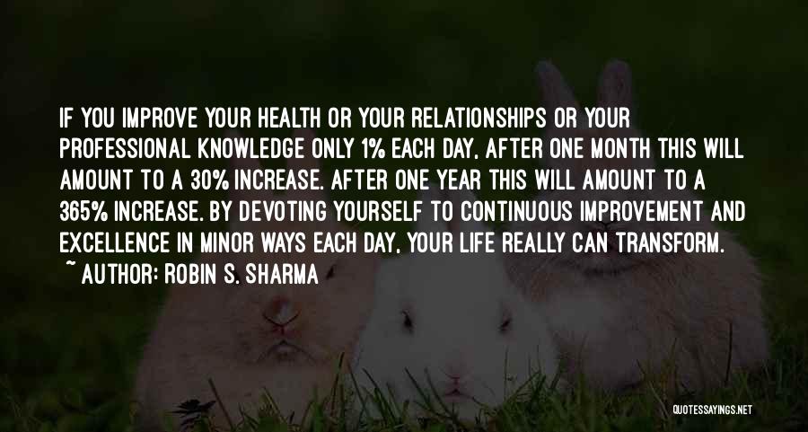 Robin S. Sharma Quotes: If You Improve Your Health Or Your Relationships Or Your Professional Knowledge Only 1% Each Day, After One Month This