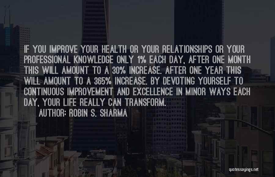 Robin S. Sharma Quotes: If You Improve Your Health Or Your Relationships Or Your Professional Knowledge Only 1% Each Day, After One Month This