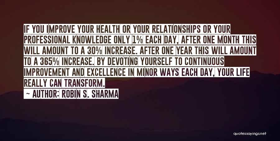 Robin S. Sharma Quotes: If You Improve Your Health Or Your Relationships Or Your Professional Knowledge Only 1% Each Day, After One Month This