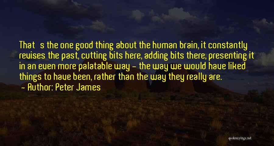 Peter James Quotes: That's The One Good Thing About The Human Brain, It Constantly Revises The Past, Cutting Bits Here, Adding Bits There,