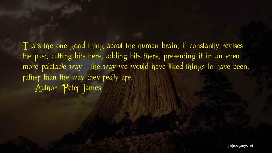 Peter James Quotes: That's The One Good Thing About The Human Brain, It Constantly Revises The Past, Cutting Bits Here, Adding Bits There,