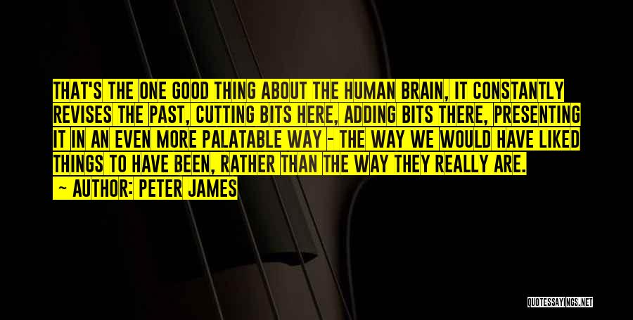 Peter James Quotes: That's The One Good Thing About The Human Brain, It Constantly Revises The Past, Cutting Bits Here, Adding Bits There,