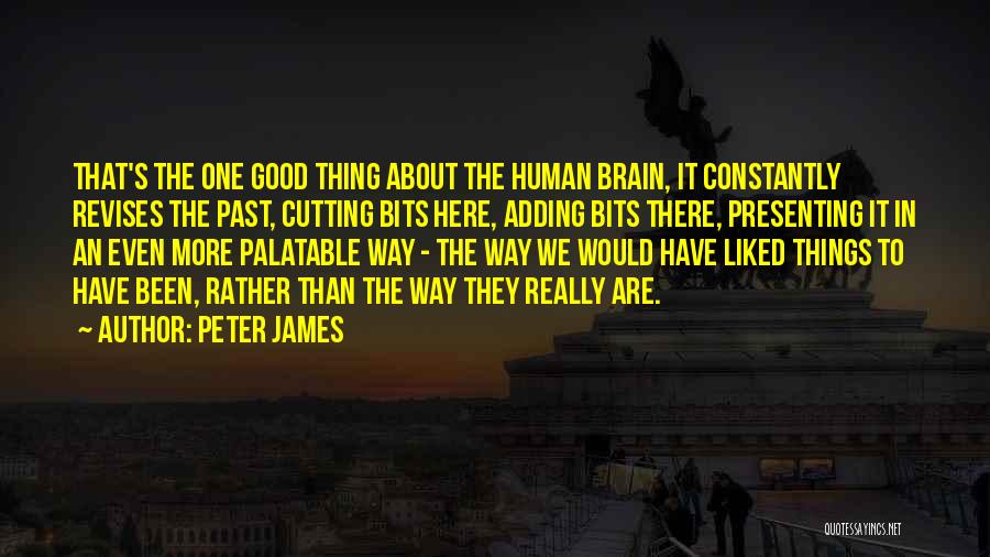 Peter James Quotes: That's The One Good Thing About The Human Brain, It Constantly Revises The Past, Cutting Bits Here, Adding Bits There,