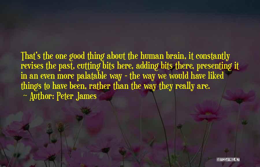 Peter James Quotes: That's The One Good Thing About The Human Brain, It Constantly Revises The Past, Cutting Bits Here, Adding Bits There,