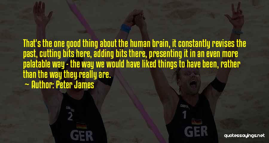 Peter James Quotes: That's The One Good Thing About The Human Brain, It Constantly Revises The Past, Cutting Bits Here, Adding Bits There,