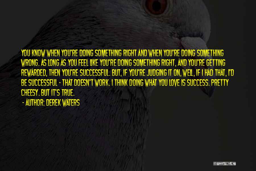Derek Waters Quotes: You Know When You're Doing Something Right And When You're Doing Something Wrong. As Long As You Feel Like You're
