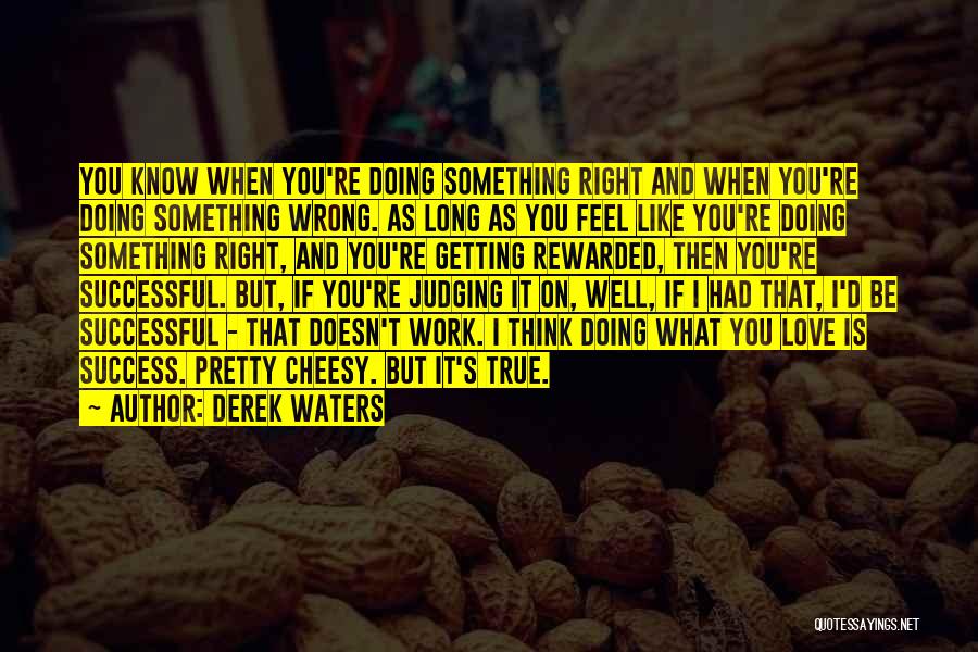 Derek Waters Quotes: You Know When You're Doing Something Right And When You're Doing Something Wrong. As Long As You Feel Like You're