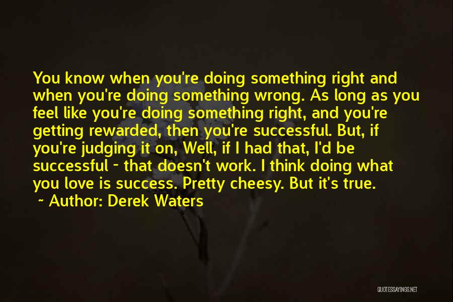 Derek Waters Quotes: You Know When You're Doing Something Right And When You're Doing Something Wrong. As Long As You Feel Like You're