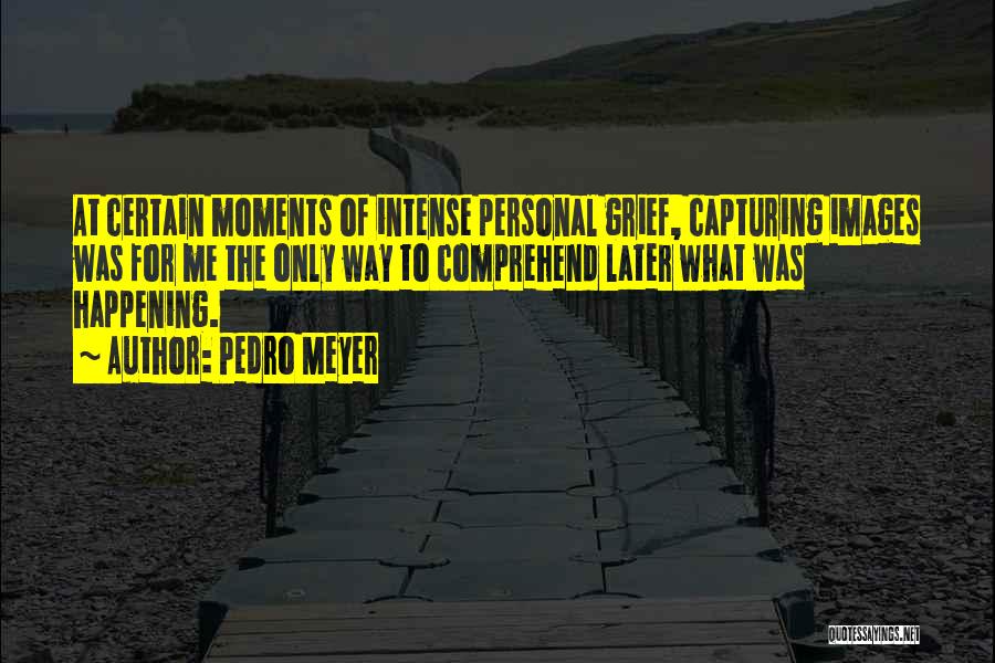 Pedro Meyer Quotes: At Certain Moments Of Intense Personal Grief, Capturing Images Was For Me The Only Way To Comprehend Later What Was