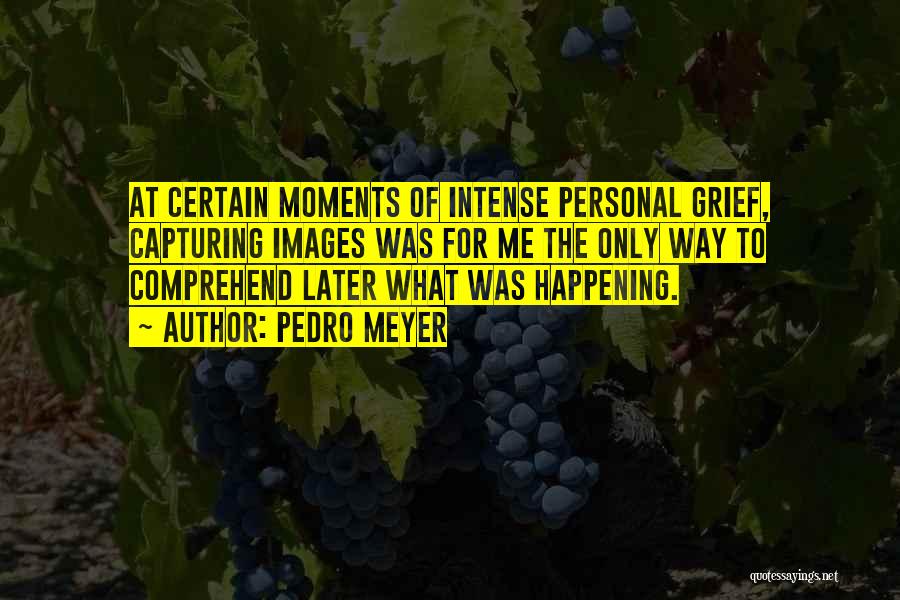 Pedro Meyer Quotes: At Certain Moments Of Intense Personal Grief, Capturing Images Was For Me The Only Way To Comprehend Later What Was