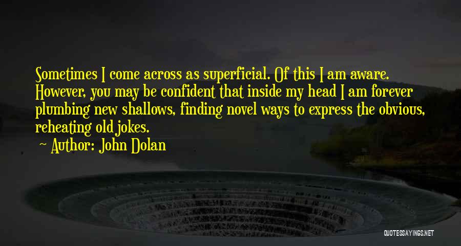 John Dolan Quotes: Sometimes I Come Across As Superficial. Of This I Am Aware. However, You May Be Confident That Inside My Head