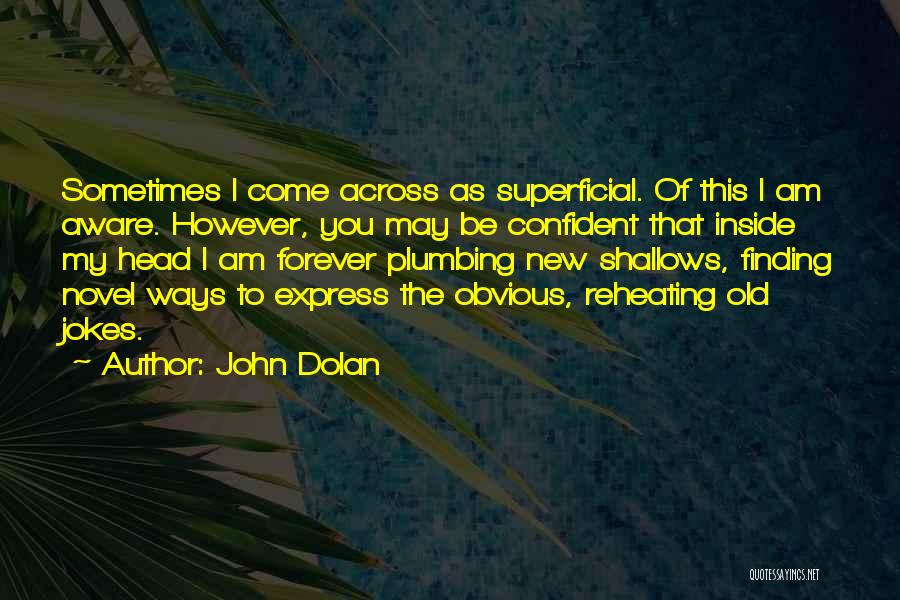 John Dolan Quotes: Sometimes I Come Across As Superficial. Of This I Am Aware. However, You May Be Confident That Inside My Head