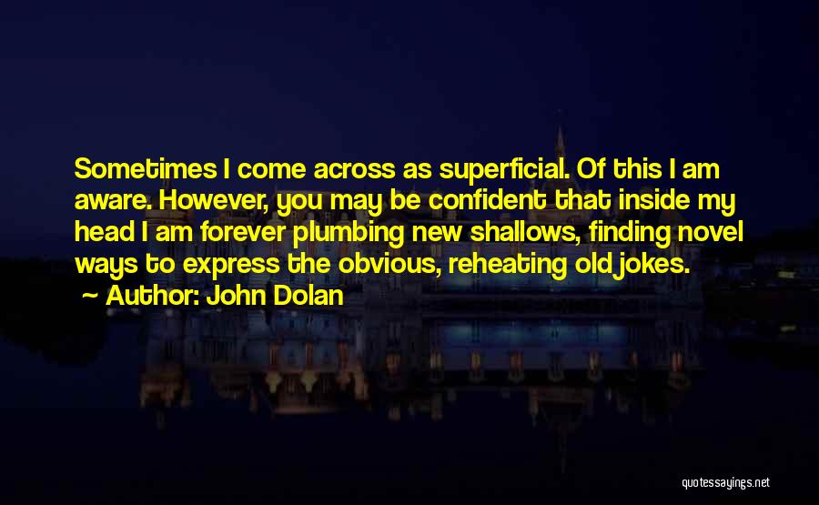 John Dolan Quotes: Sometimes I Come Across As Superficial. Of This I Am Aware. However, You May Be Confident That Inside My Head