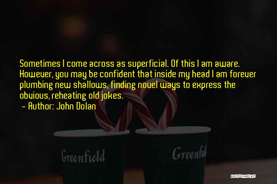 John Dolan Quotes: Sometimes I Come Across As Superficial. Of This I Am Aware. However, You May Be Confident That Inside My Head