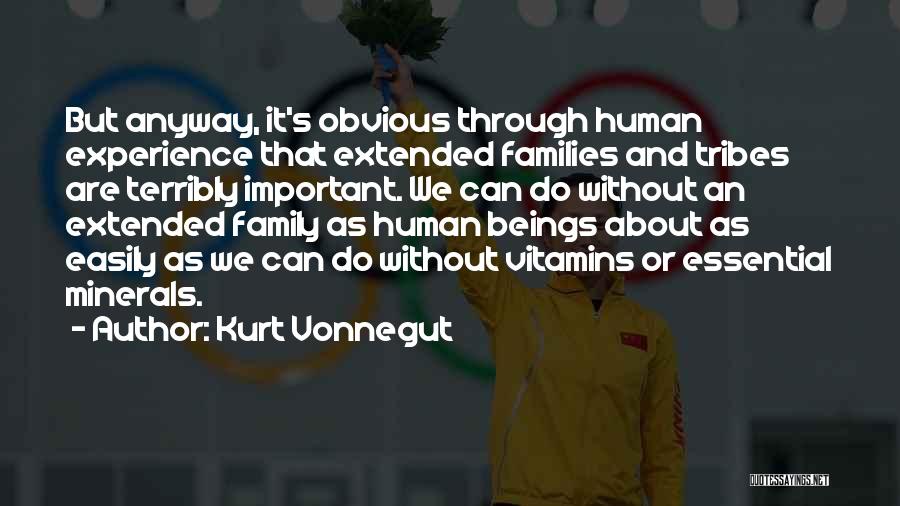 Kurt Vonnegut Quotes: But Anyway, It's Obvious Through Human Experience That Extended Families And Tribes Are Terribly Important. We Can Do Without An