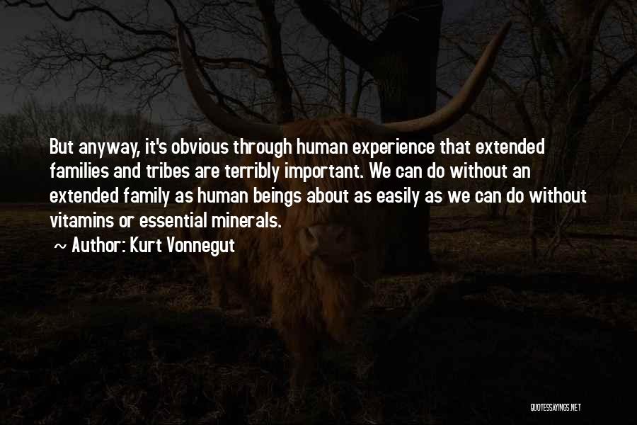 Kurt Vonnegut Quotes: But Anyway, It's Obvious Through Human Experience That Extended Families And Tribes Are Terribly Important. We Can Do Without An