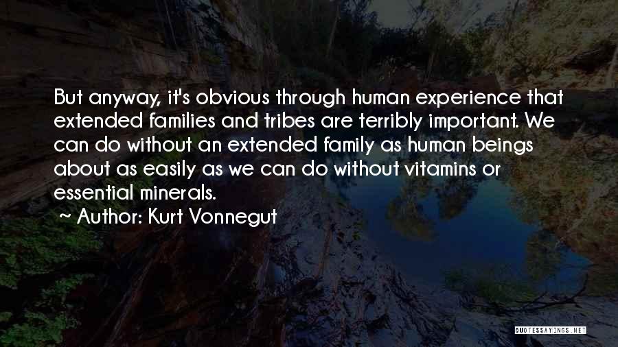 Kurt Vonnegut Quotes: But Anyway, It's Obvious Through Human Experience That Extended Families And Tribes Are Terribly Important. We Can Do Without An