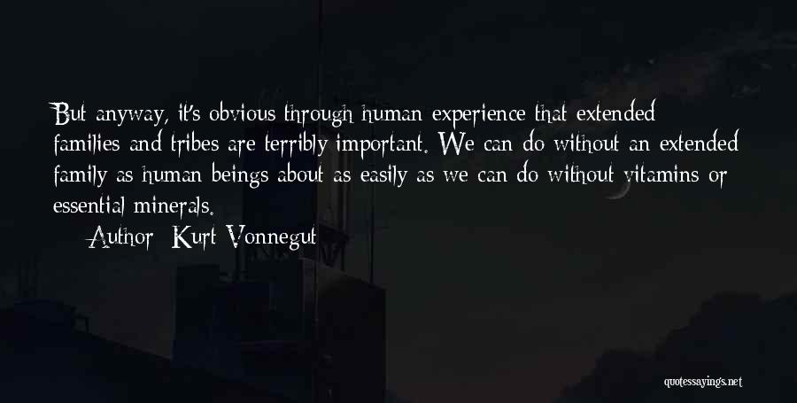 Kurt Vonnegut Quotes: But Anyway, It's Obvious Through Human Experience That Extended Families And Tribes Are Terribly Important. We Can Do Without An
