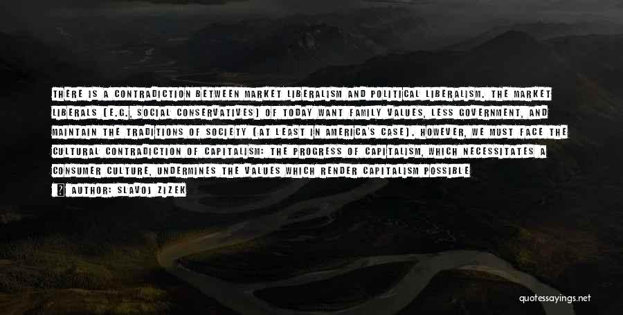 Slavoj Zizek Quotes: There Is A Contradiction Between Market Liberalism And Political Liberalism. The Market Liberals (e.g., Social Conservatives) Of Today Want Family