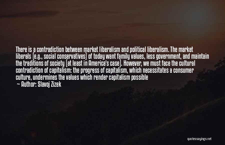Slavoj Zizek Quotes: There Is A Contradiction Between Market Liberalism And Political Liberalism. The Market Liberals (e.g., Social Conservatives) Of Today Want Family