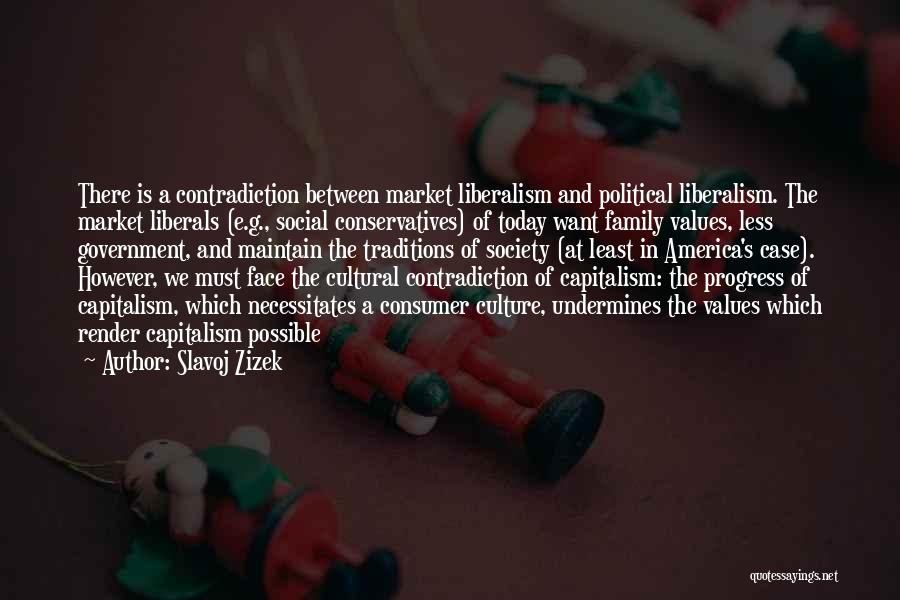 Slavoj Zizek Quotes: There Is A Contradiction Between Market Liberalism And Political Liberalism. The Market Liberals (e.g., Social Conservatives) Of Today Want Family