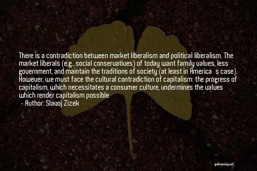 Slavoj Zizek Quotes: There Is A Contradiction Between Market Liberalism And Political Liberalism. The Market Liberals (e.g., Social Conservatives) Of Today Want Family