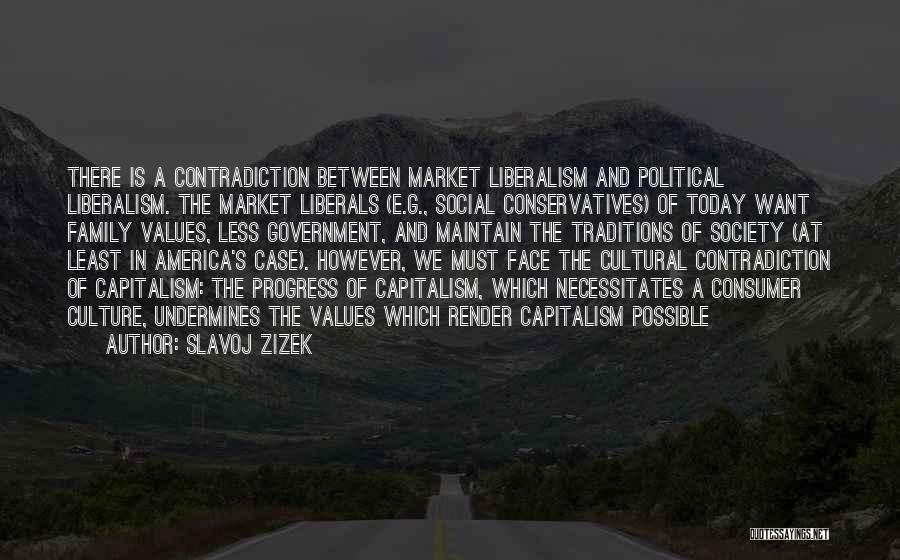 Slavoj Zizek Quotes: There Is A Contradiction Between Market Liberalism And Political Liberalism. The Market Liberals (e.g., Social Conservatives) Of Today Want Family