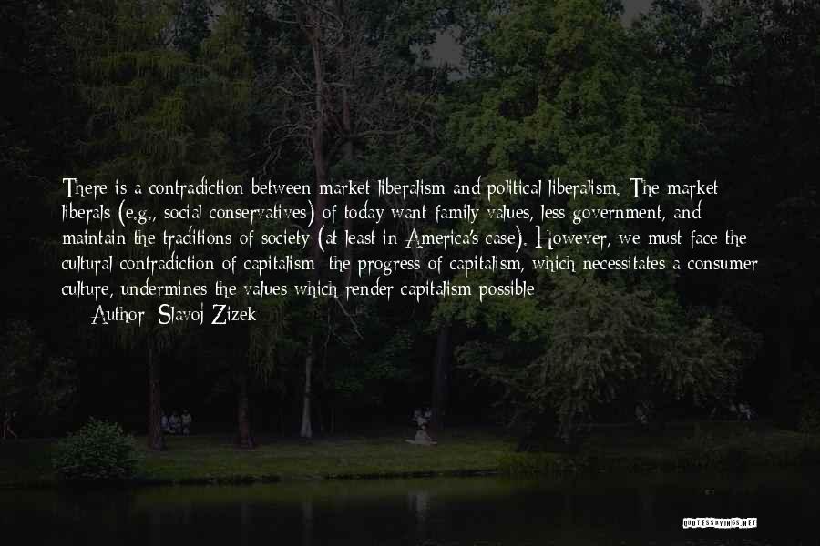 Slavoj Zizek Quotes: There Is A Contradiction Between Market Liberalism And Political Liberalism. The Market Liberals (e.g., Social Conservatives) Of Today Want Family