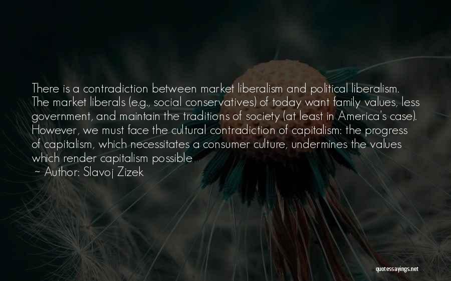 Slavoj Zizek Quotes: There Is A Contradiction Between Market Liberalism And Political Liberalism. The Market Liberals (e.g., Social Conservatives) Of Today Want Family