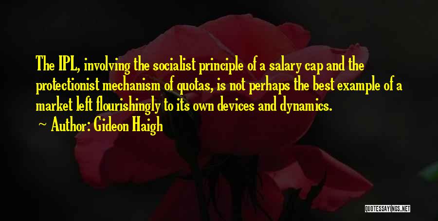 Gideon Haigh Quotes: The Ipl, Involving The Socialist Principle Of A Salary Cap And The Protectionist Mechanism Of Quotas, Is Not Perhaps The